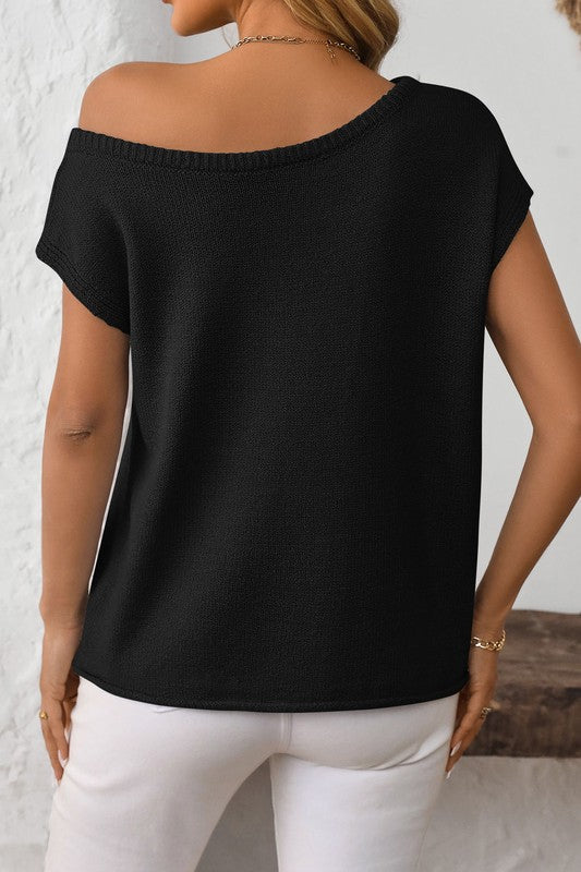 Lexi Cap Sleeve Sweater - Black