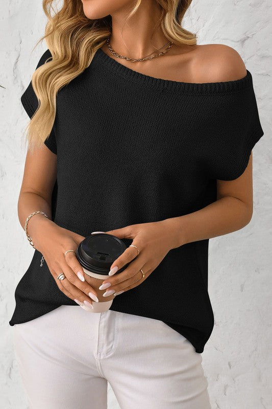 Lexi Cap Sleeve Sweater - Black