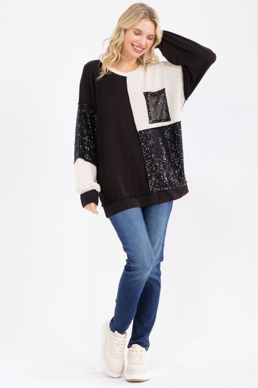 Bonnie Sequin Patchwork Top