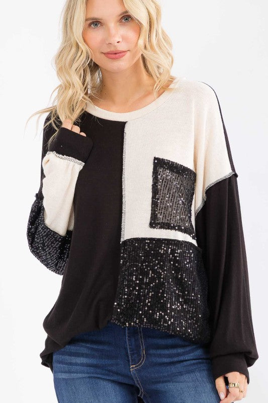 Bonnie Sequin Patchwork Top