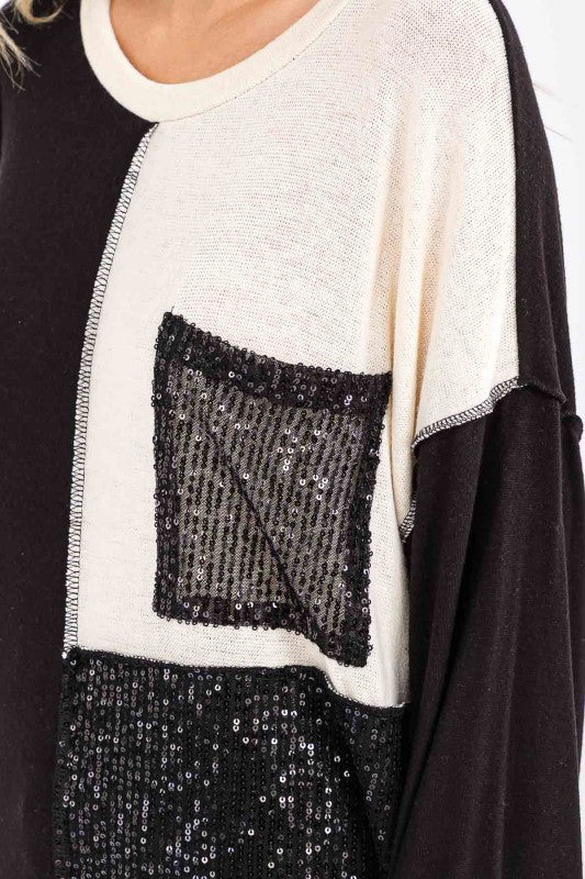 Bonnie Sequin Patchwork Top