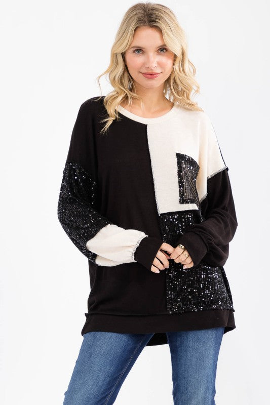 Bonnie Sequin Patchwork Top