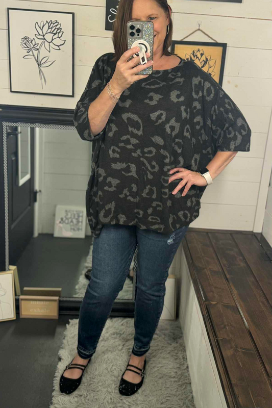 Adrianna Leopard Hacci Knit Poncho