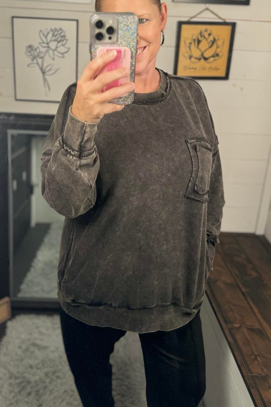 French Terry Acid Wash Sweatshirt