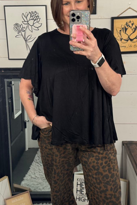 Tilly Flowy Sleeve Tee - Black