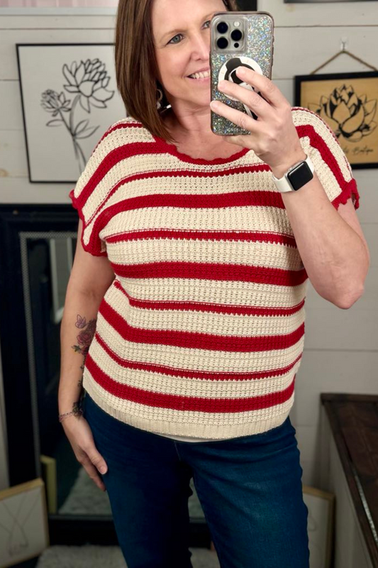 Monica Striped Crochet Sweater