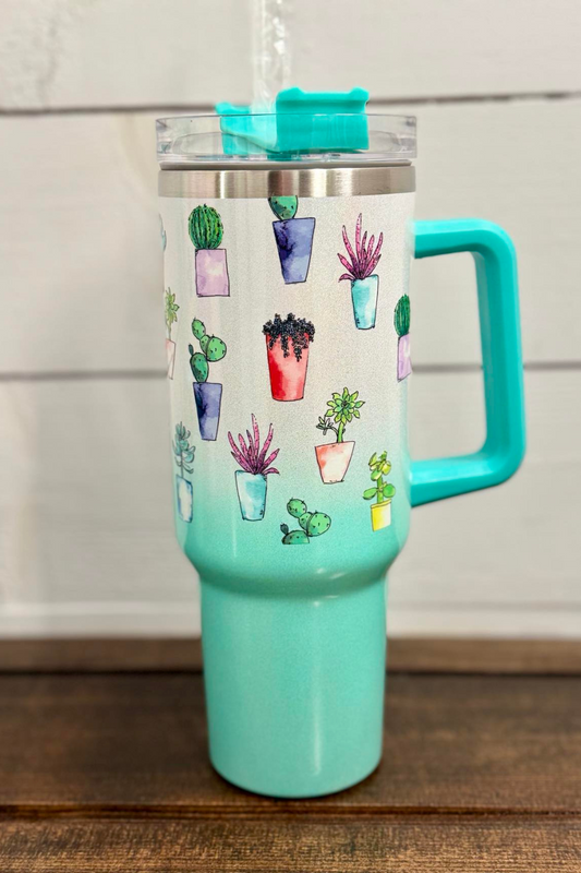 Spring 40oz Tumbler with Straw - Potted Plants