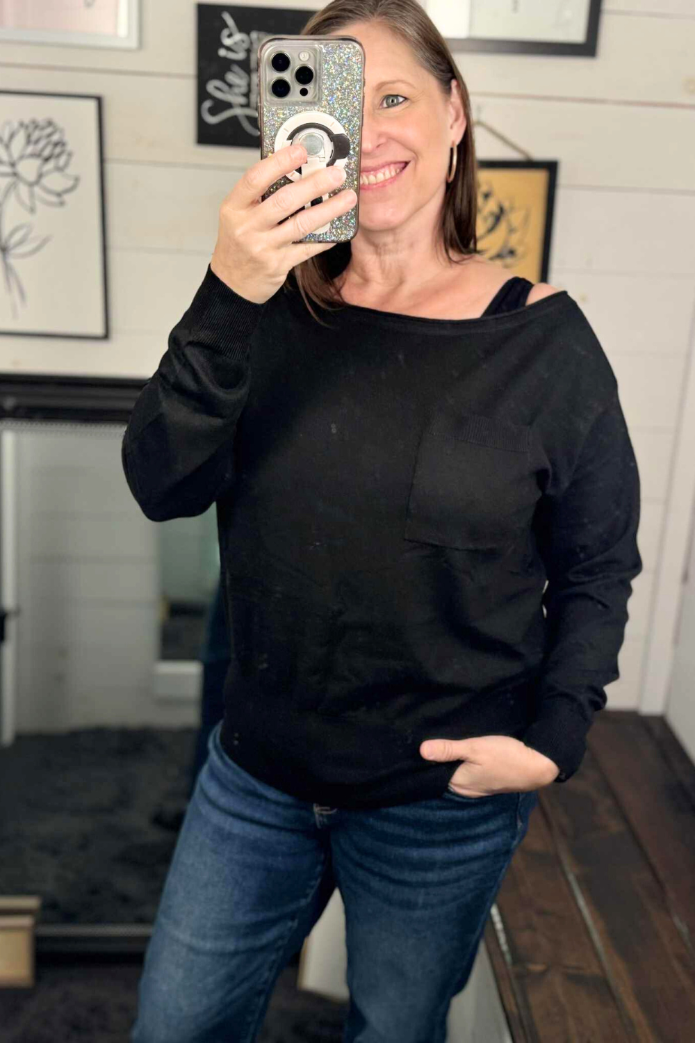 Lucille Boat Neck Sweater - Black