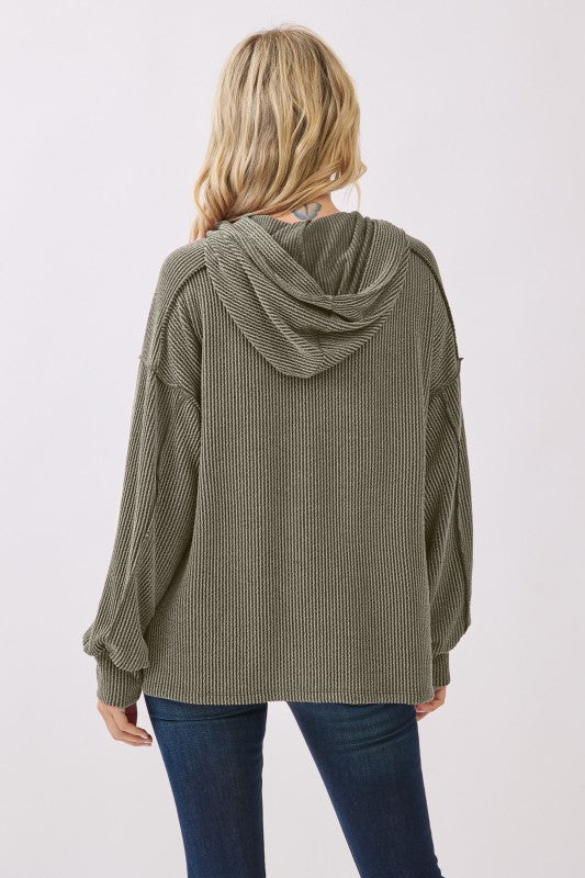 Devin Ribbed Hooded Top