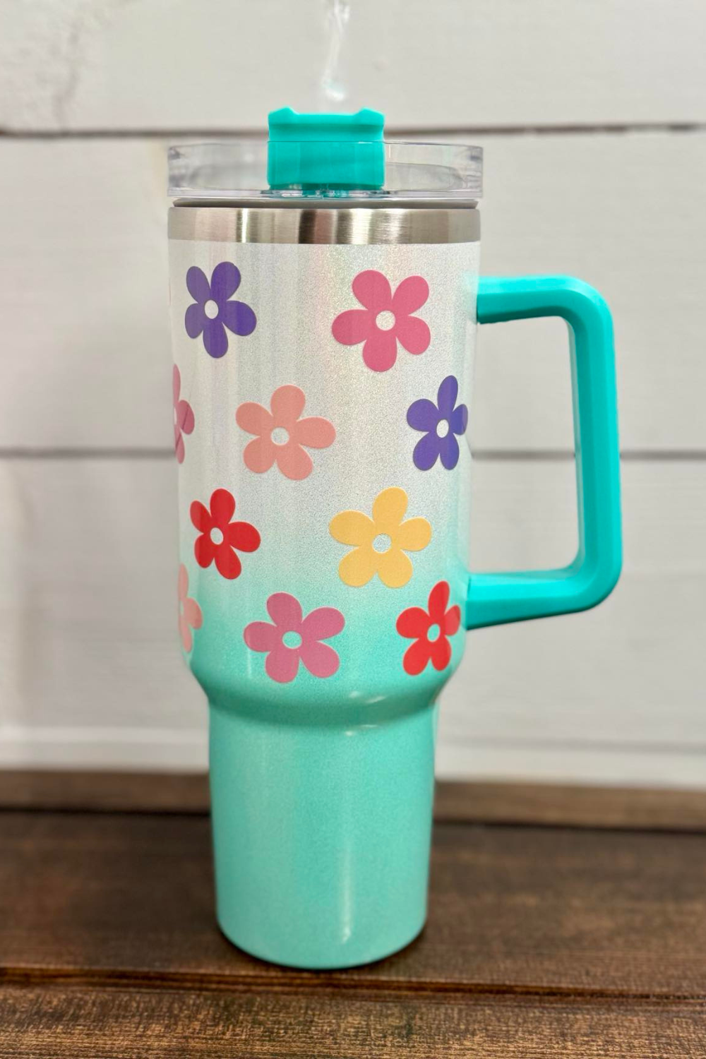 Spring 40oz Tumbler with Straw - Rainbow Daisy