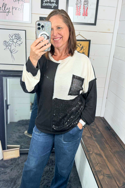 Bonnie Sequin Patchwork Top