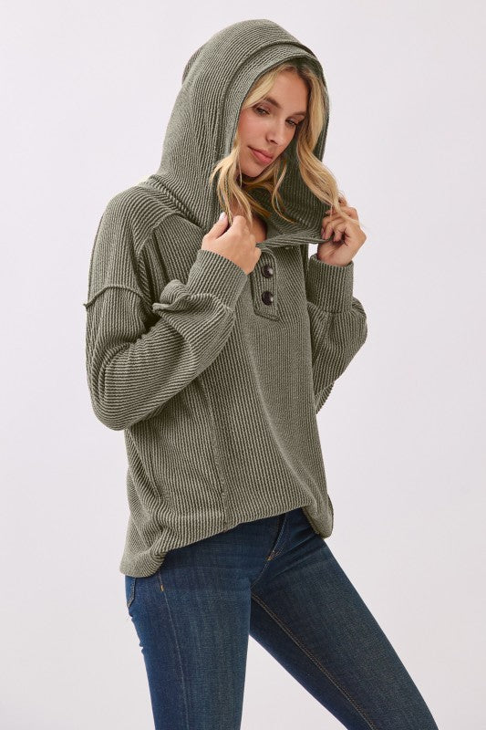 Devin Ribbed Hooded Top