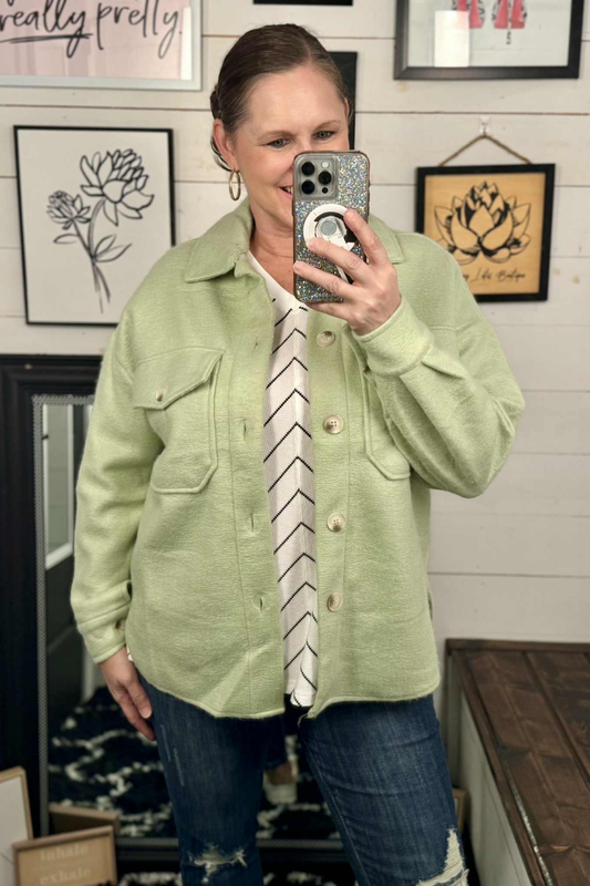Lynn Cozy Shacket - Sage
