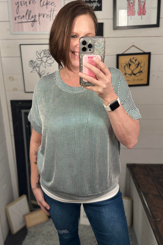 Raven Corded Top - Dark Green