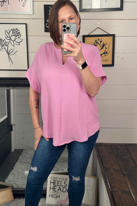 Taylor Woven Split Neck Top