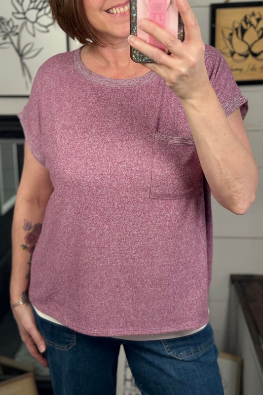 Eva Hacci Tee with Pocket - Light Plum