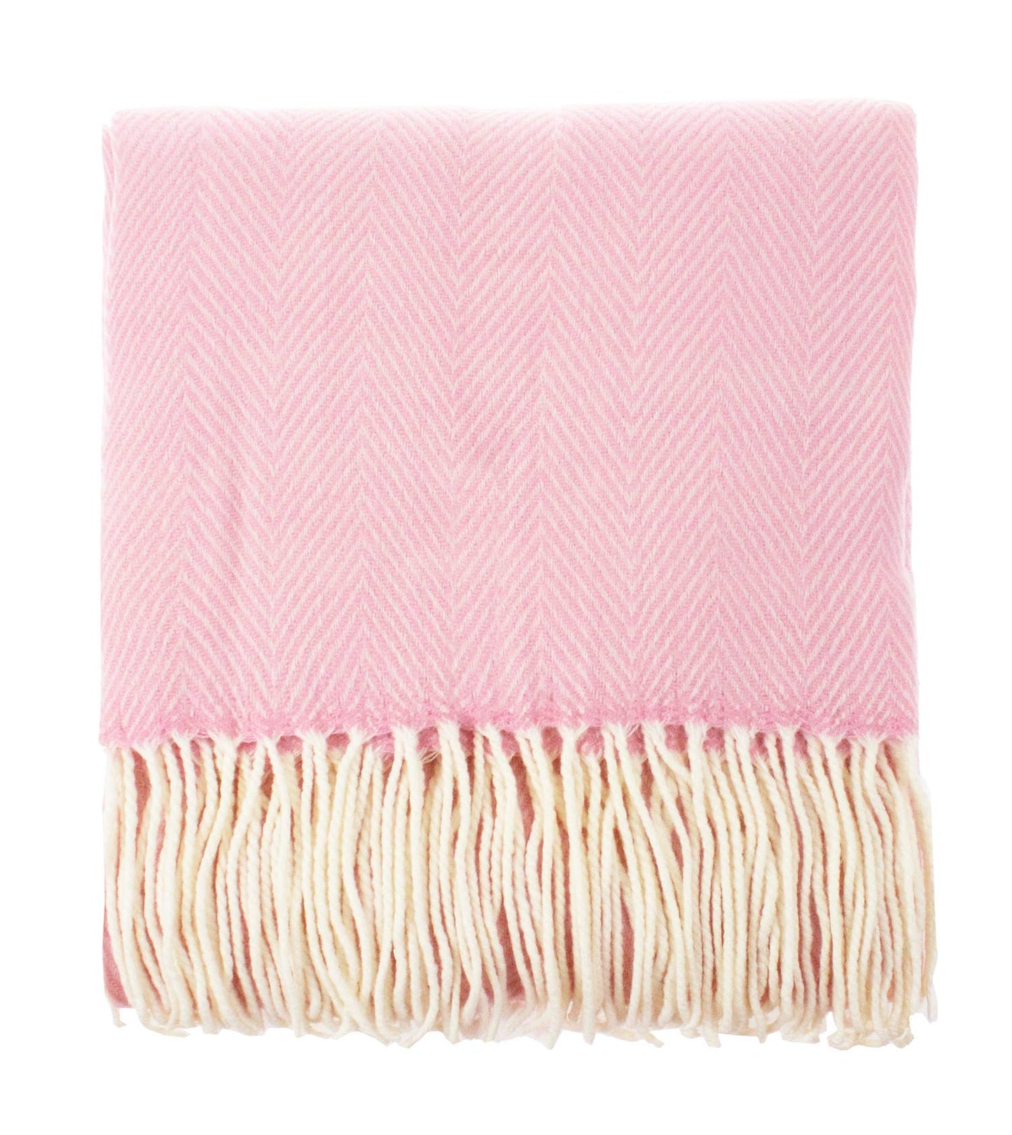 Pink Herringbone Fringed 50x60 Inch Throw Blanket