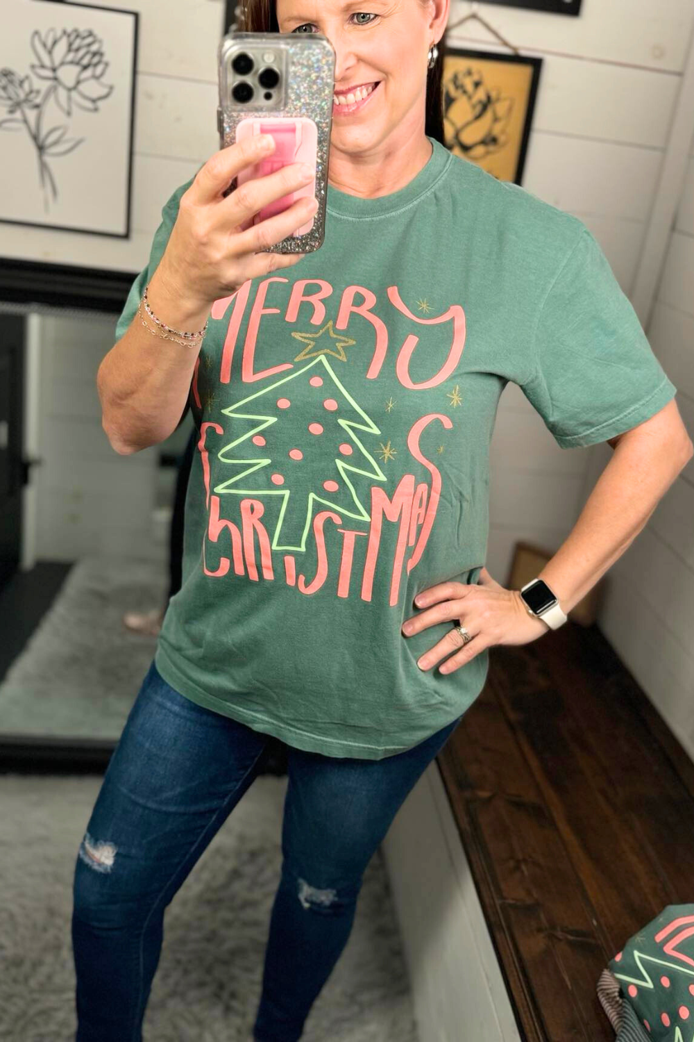 "Merry Christmas" Evergreen Graphic Tee