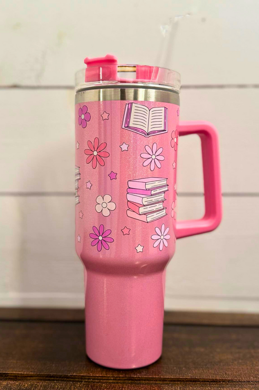 Spring 40oz Tumbler with Straw - Petals & Pages
