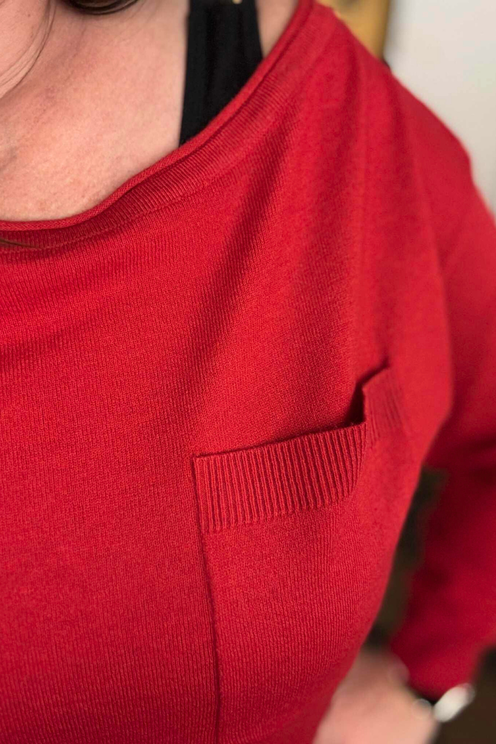 Lucille Boat Neck Sweater - Red