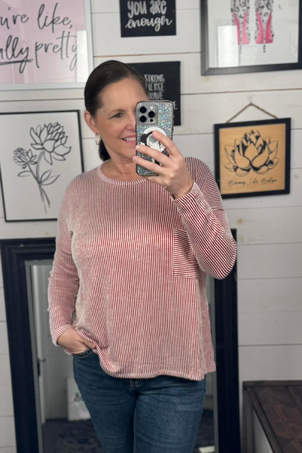 Mia Ribbed Oversized Top - Dark Red