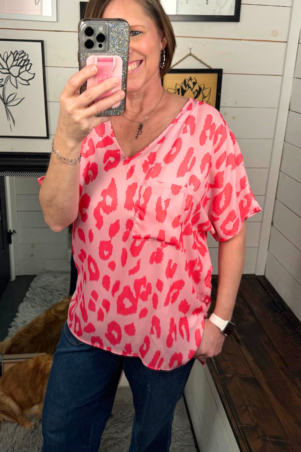 Saylor Leopard Print Dobby Top
