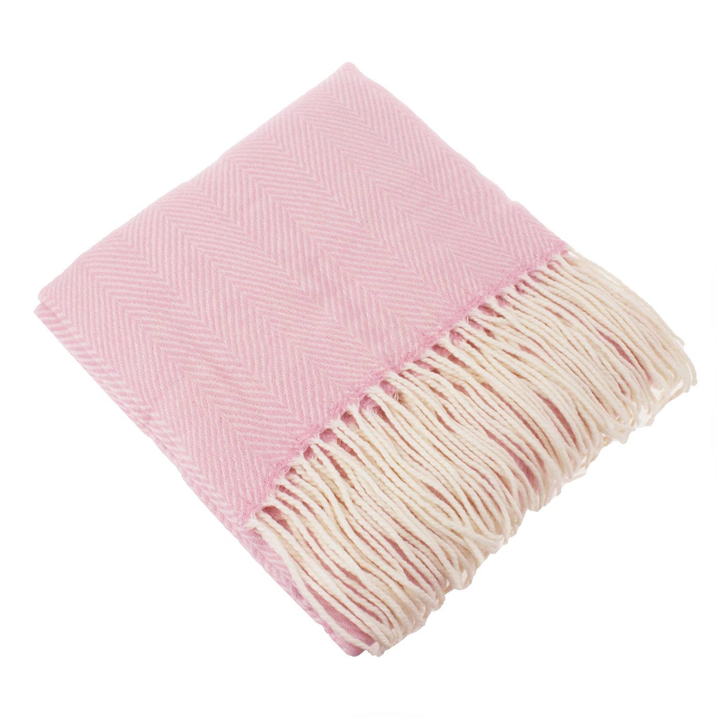 Pink Herringbone Fringed 50x60 Inch Throw Blanket