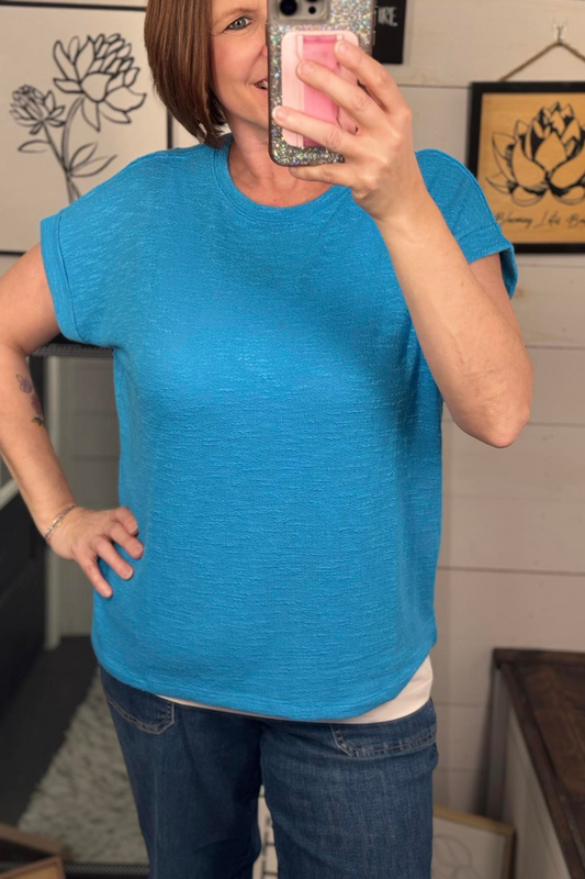 Alana Hacci Slub Tee - Deep Sky