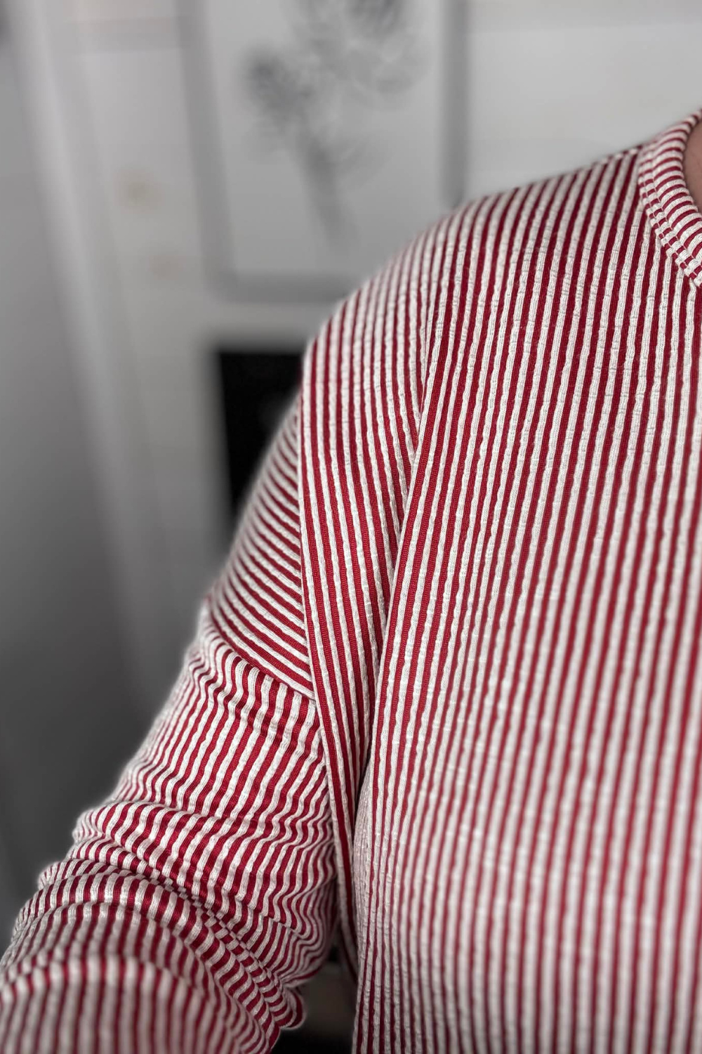 Mia Ribbed Oversized Top - Dark Red