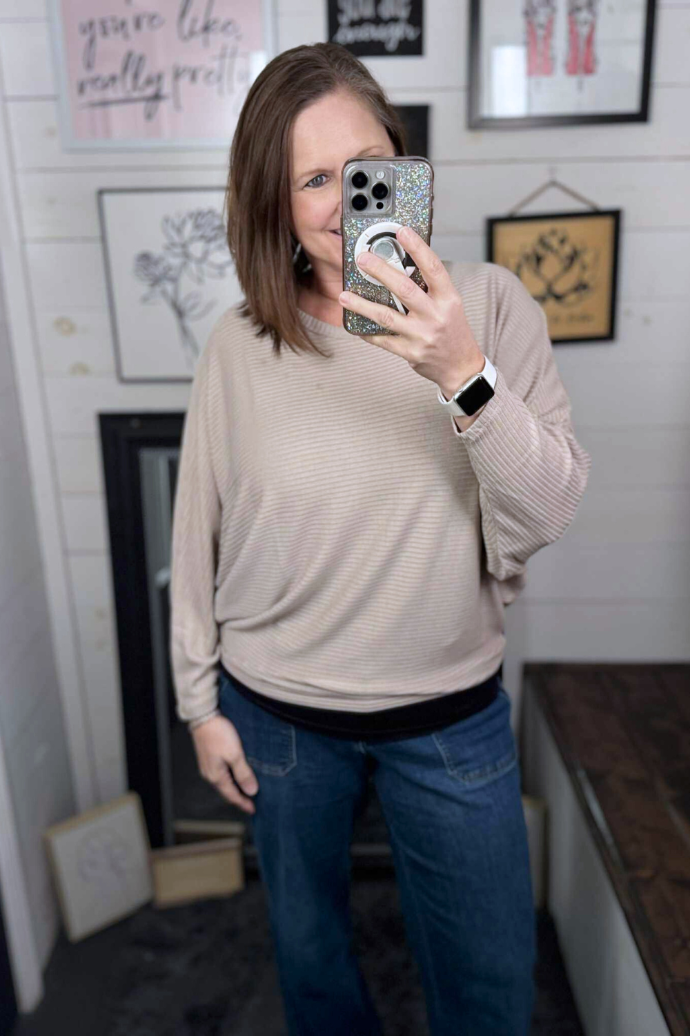 Suzanne Dolman Sleeve Ribbed Sweater - Ash Mocha