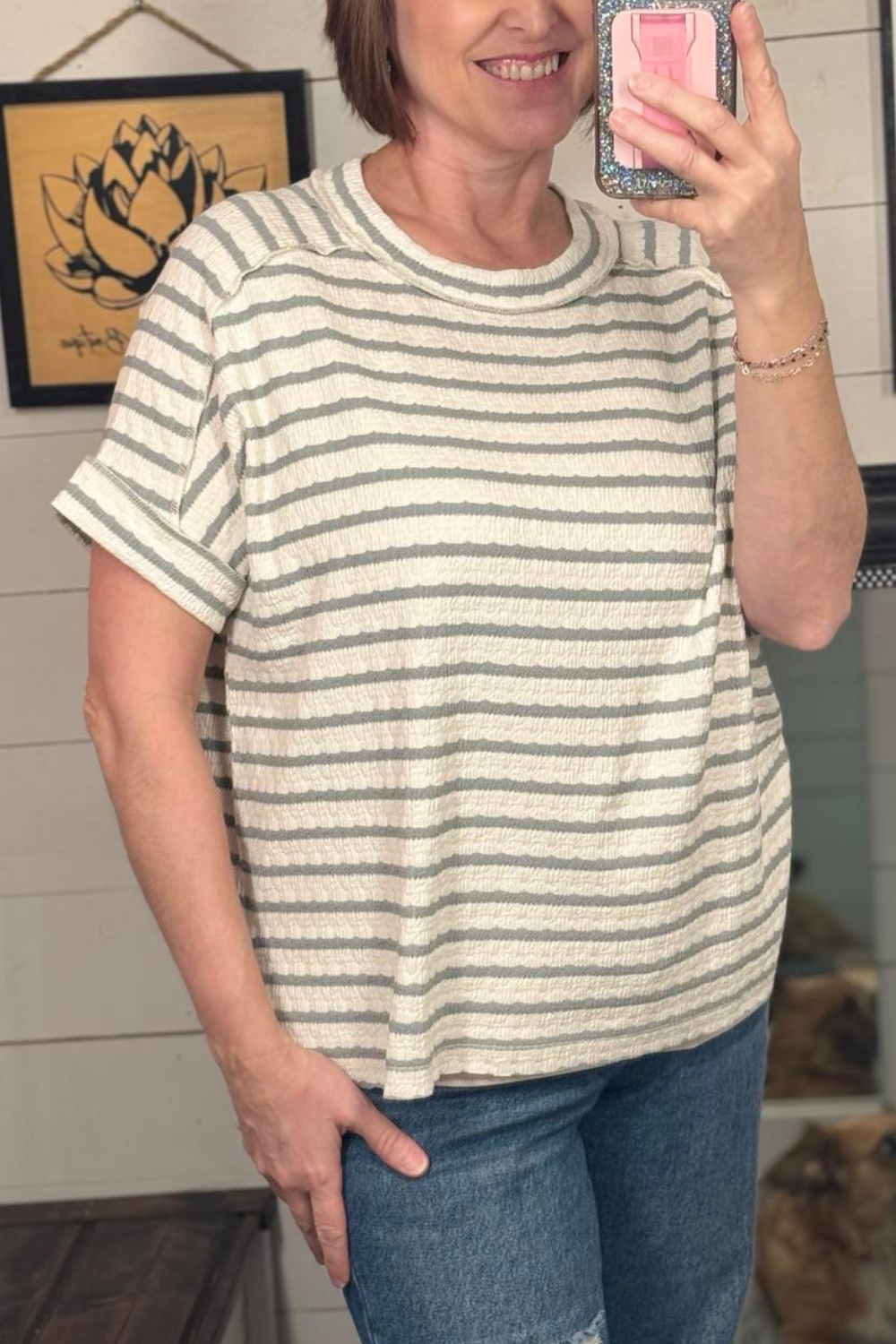 Madeline Striped Box Tee