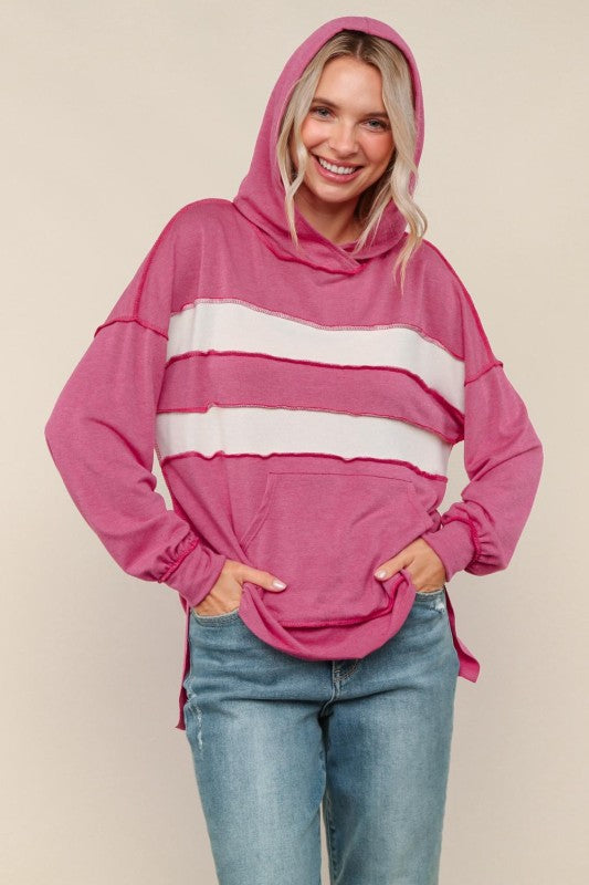 Natalie Striped Hoodie with Pocket