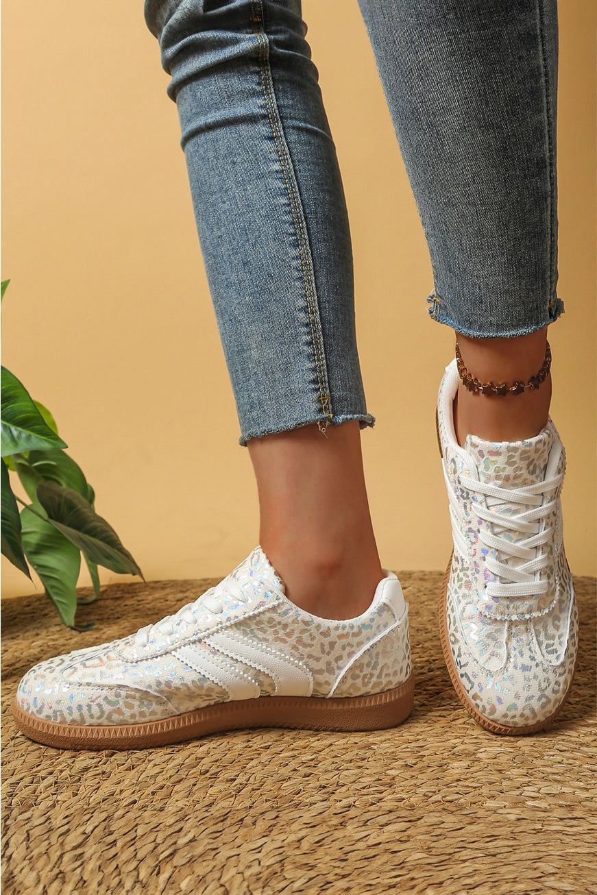 Ada Leopard Print Shimmer Tennis Shoes