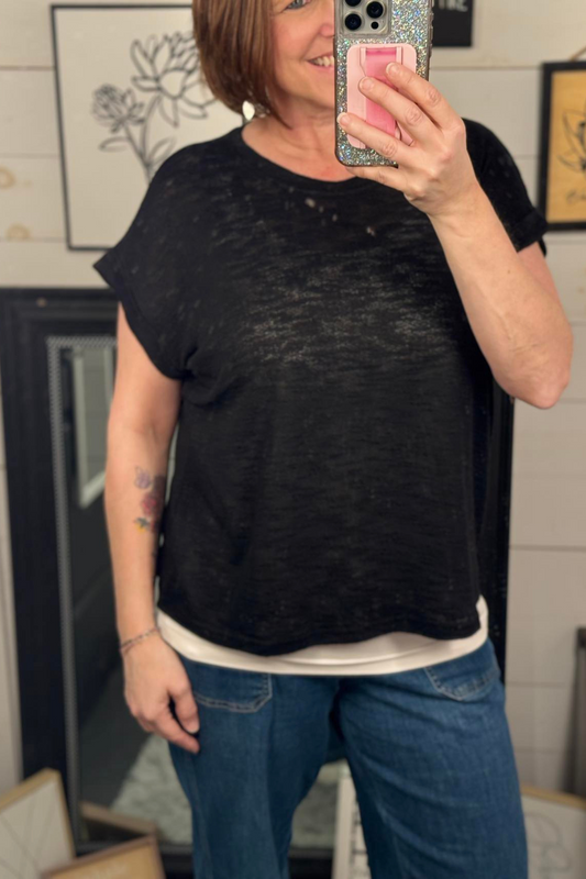 Alana Hacci Slub Tee - Black
