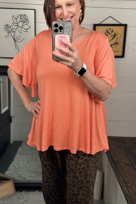 Tilly Flowy Sleeve Tee - Salmon