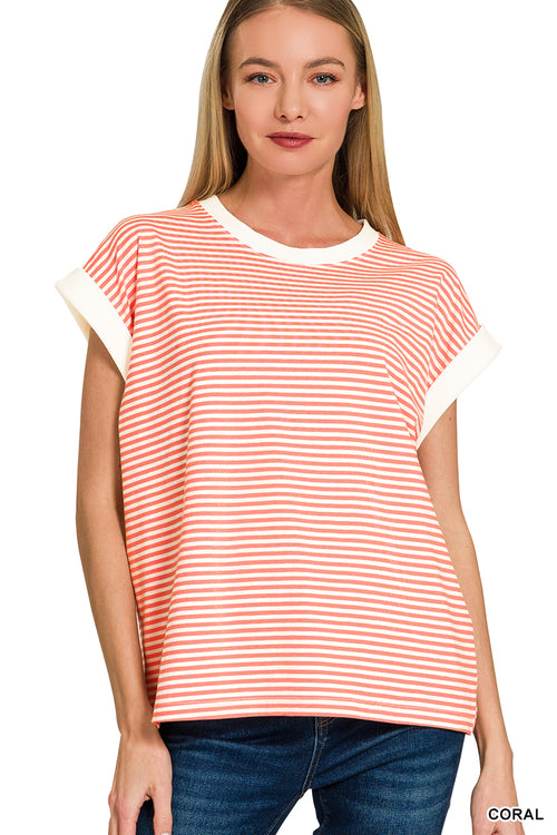 Arizona Stripe Tee - Coral