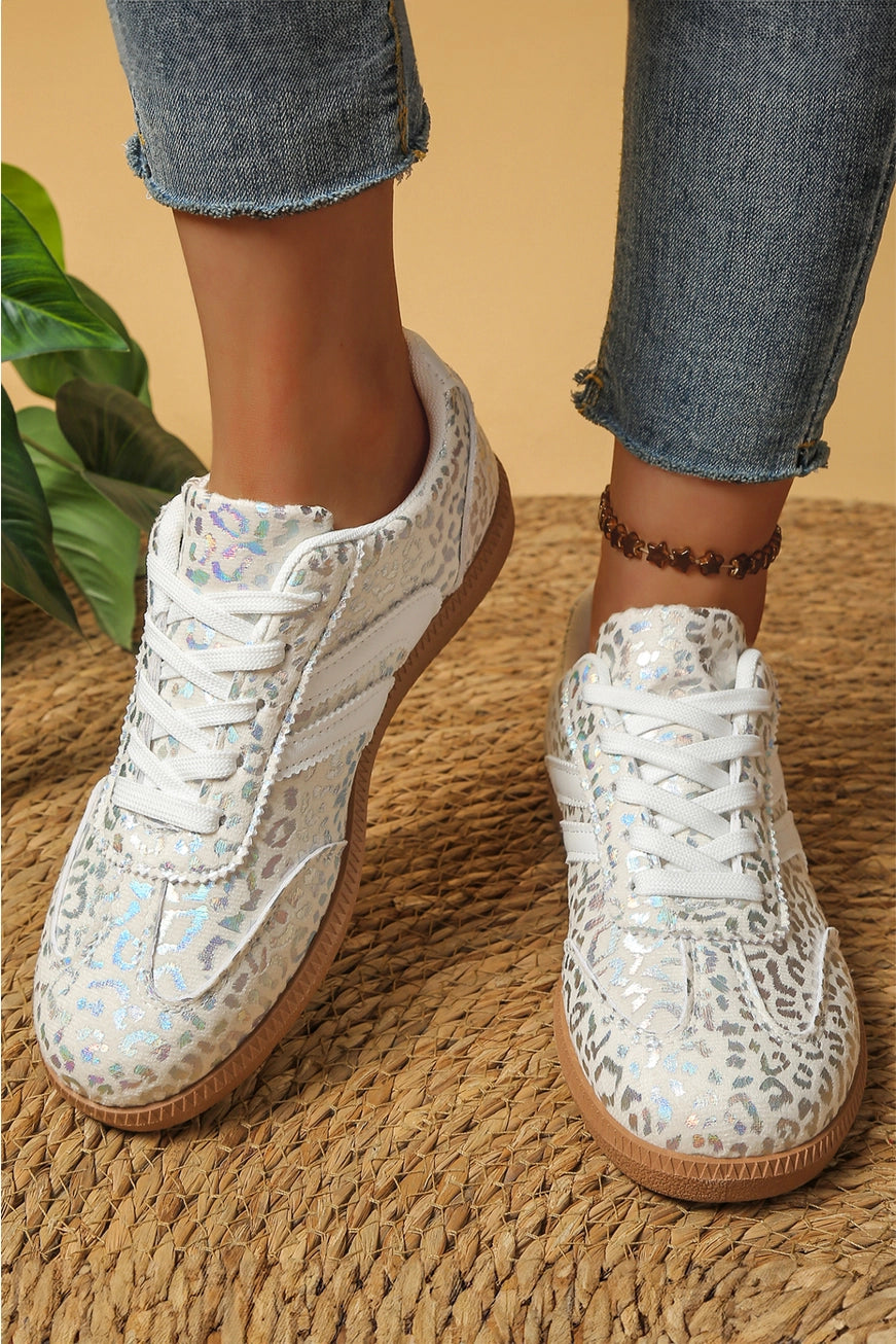Ada Leopard Print Shimmer Tennis Shoes