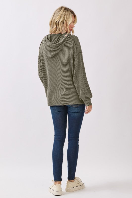 Devin Ribbed Hooded Top