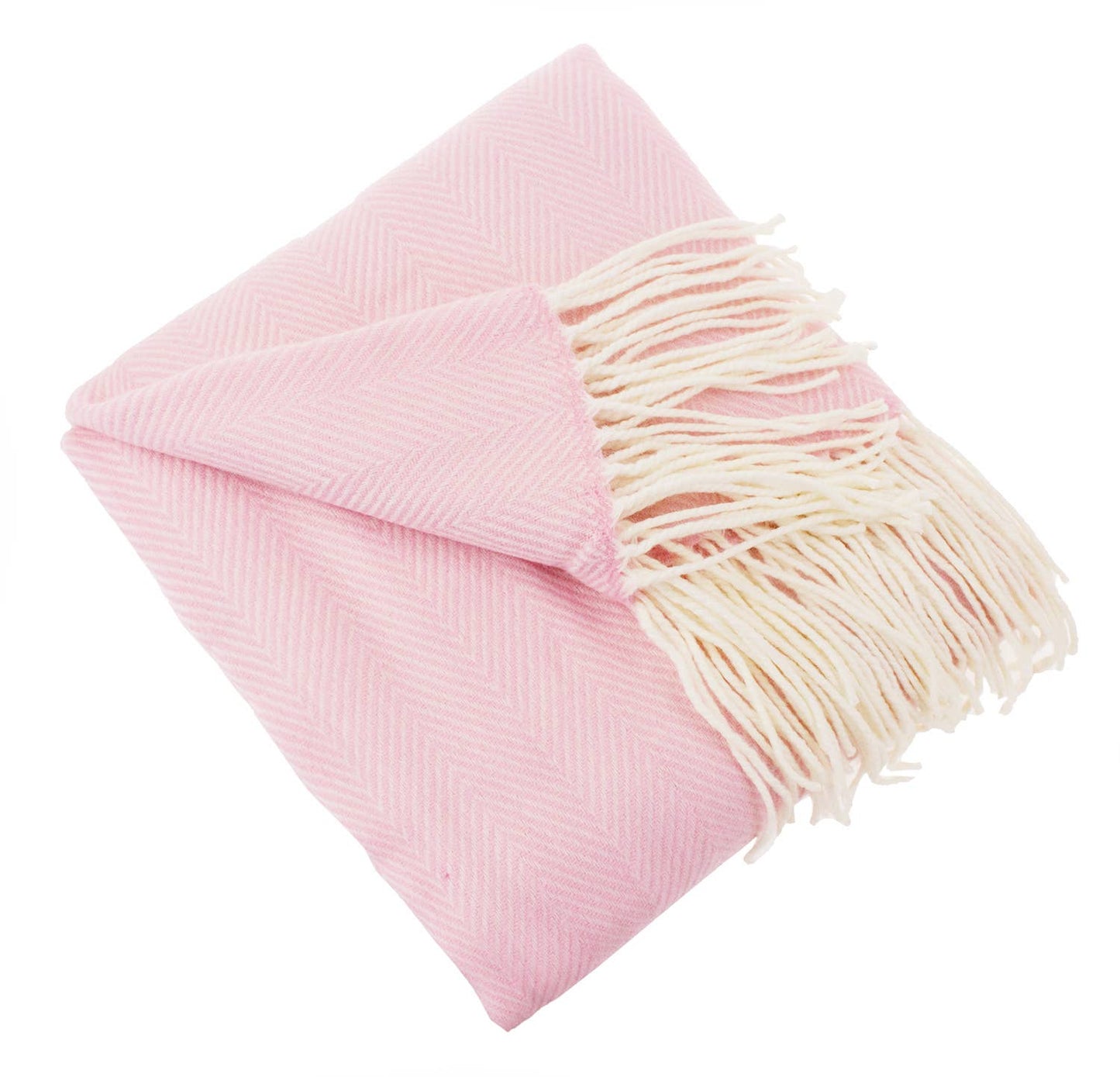 Pink Herringbone Fringed 50x60 Inch Throw Blanket