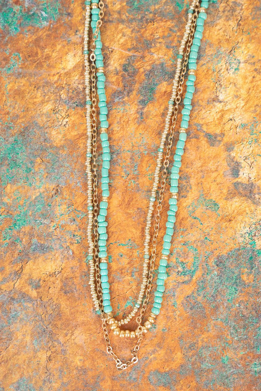 Blue Abilene Layered Goldtone Necklace