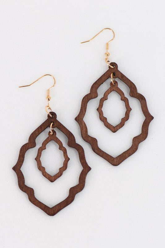Boho Filigree Laser Cut Wood Earrings