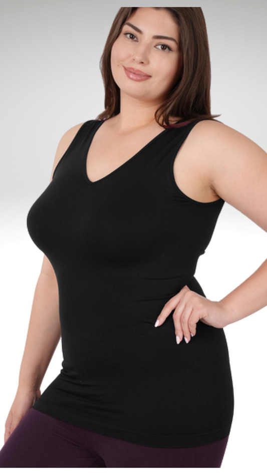 Plus V-Neck Seamless Tank Top