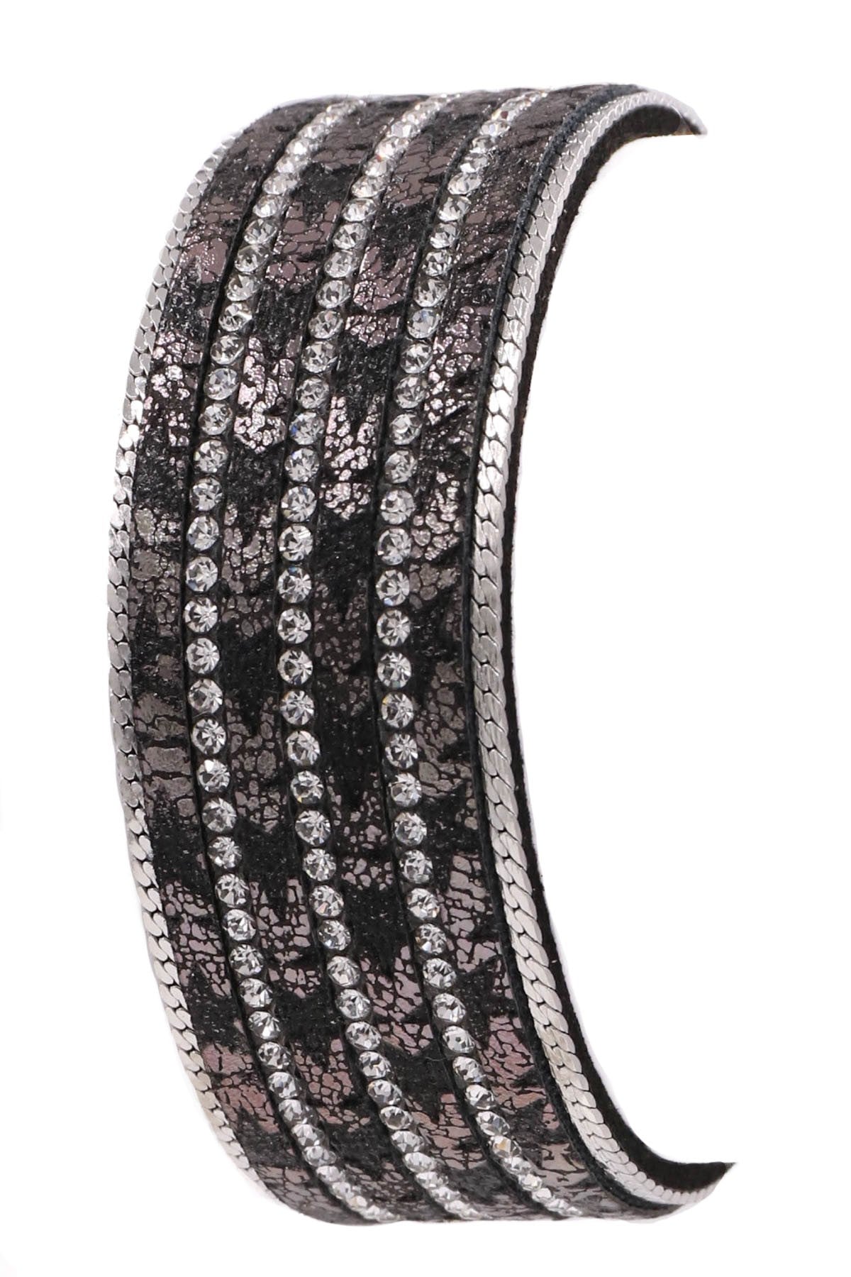 Hematite Faux Leather Bracelet