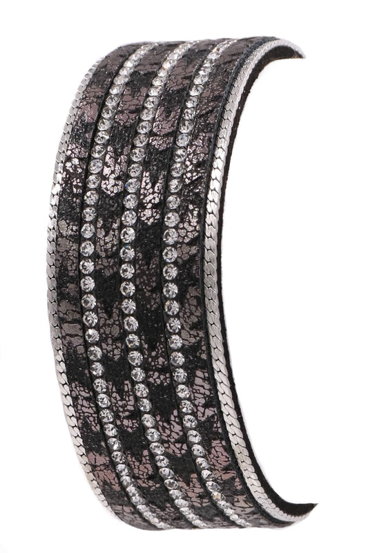 Hematite Faux Leather Bracelet