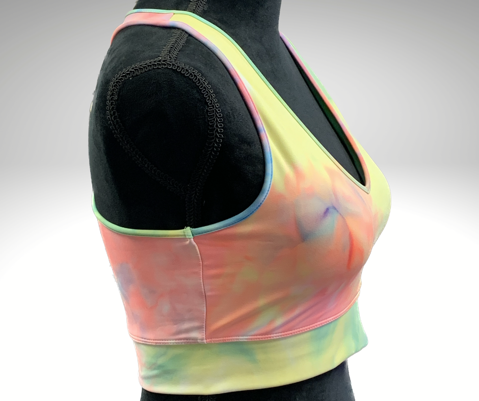 Plus Athletic Tie Dye Racerback Sports Bra/Cropped Tank Top - Neon